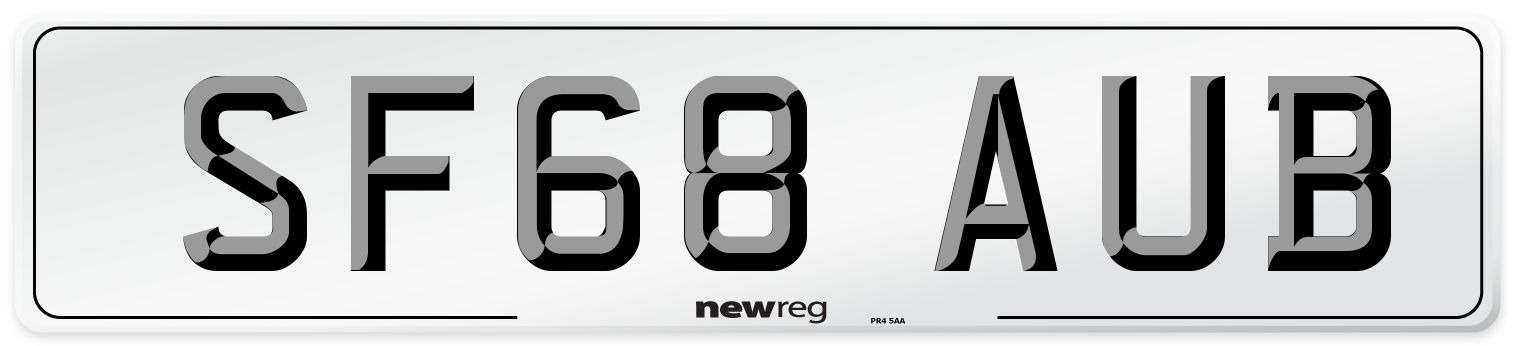 SF68 AUB Number Plate from New Reg